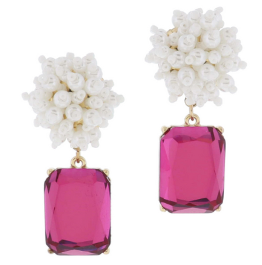 Fuchsia Pom Post Earrings