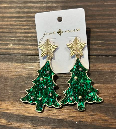 Sparkly Tree Dangle Earrings