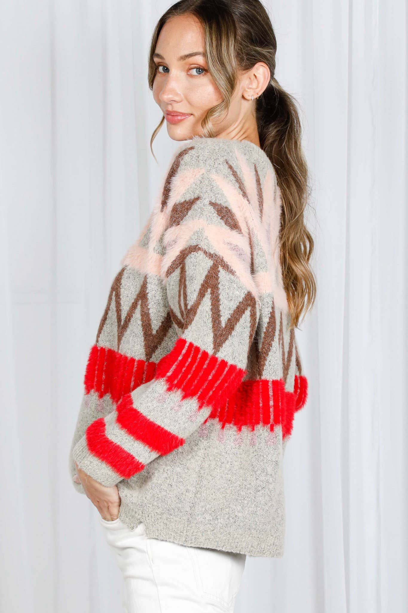 Tribal Patterned Mohair Sweater