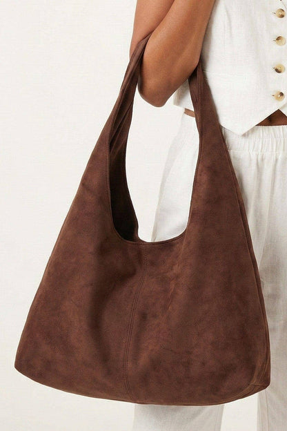 Faux Suede Hobo Tote Bag