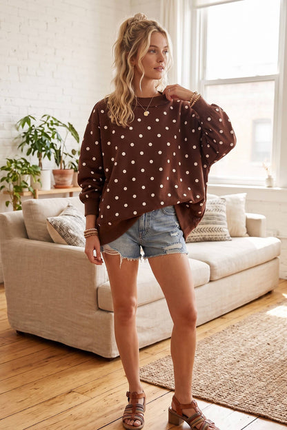 Oversized Polka Dot Scuba Pullover