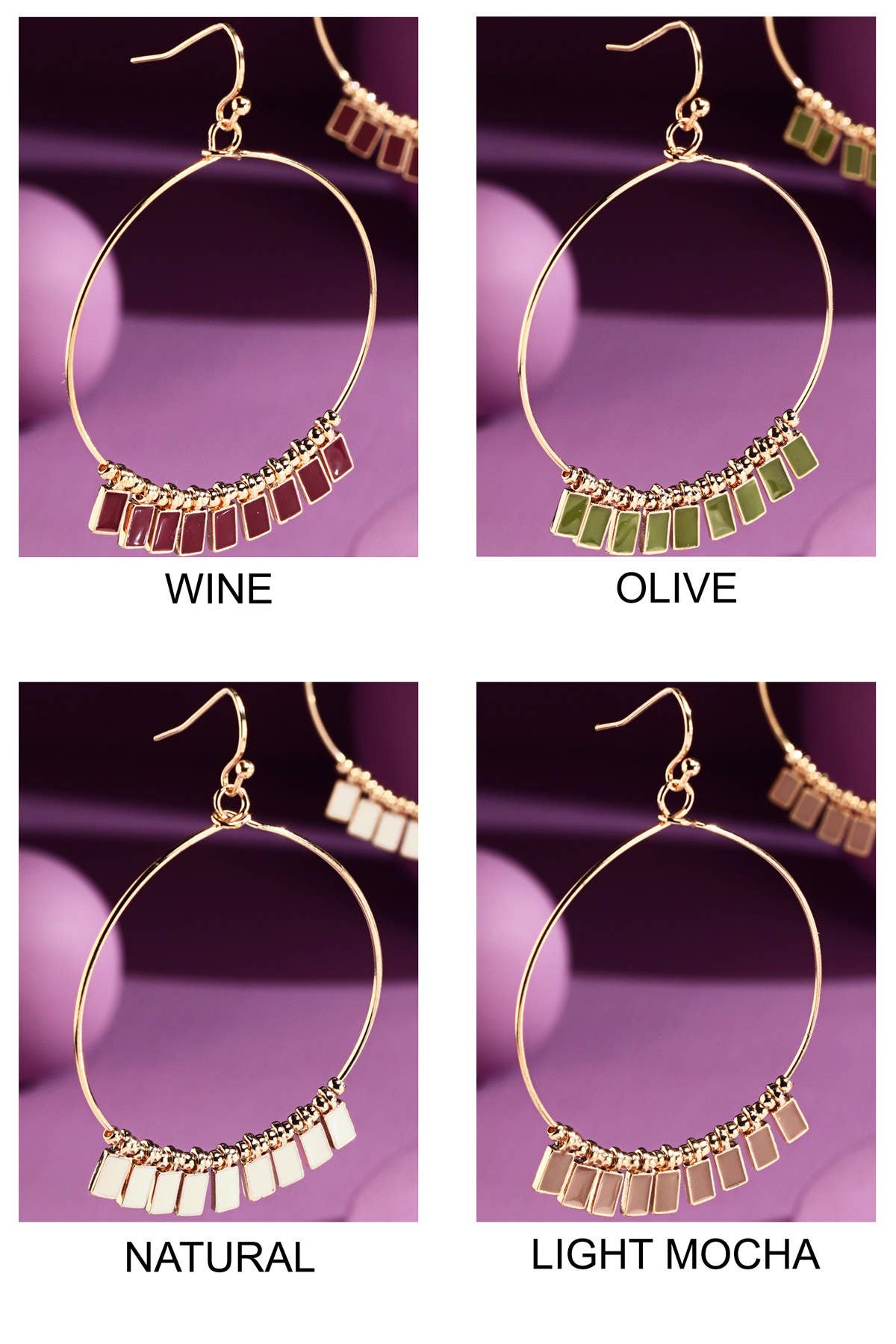 Wire Hoop Earrings with Charms