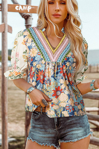 Crochet Boho Floral Blouse