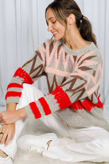 Tribal Patterned Mohair Sweater