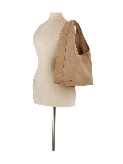 Faux Suede Hobo Tote Bag