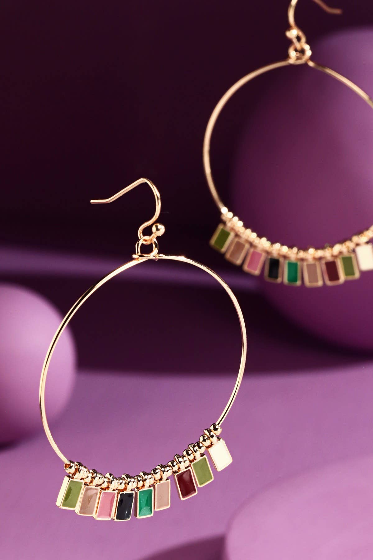 Wire Hoop Earrings with Charms