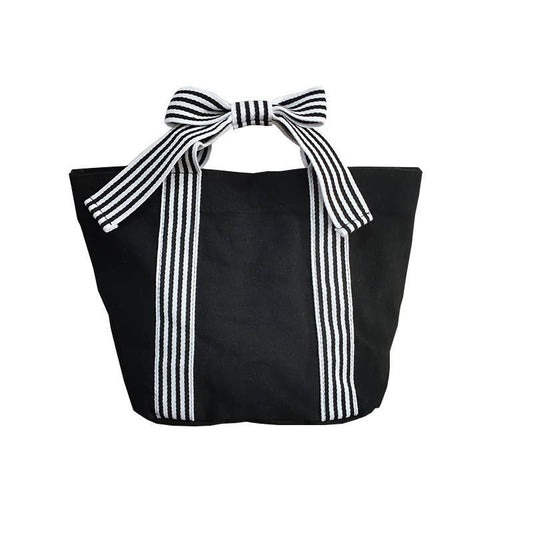 Mini Striped Tote Bag with Bow Handle