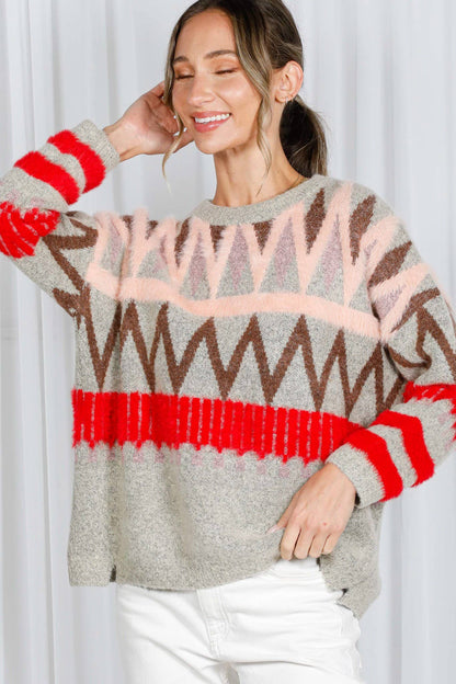 Tribal Patterned Mohair Sweater