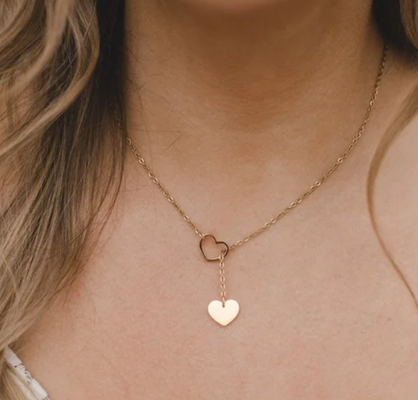 Double Heart Gold Necklace