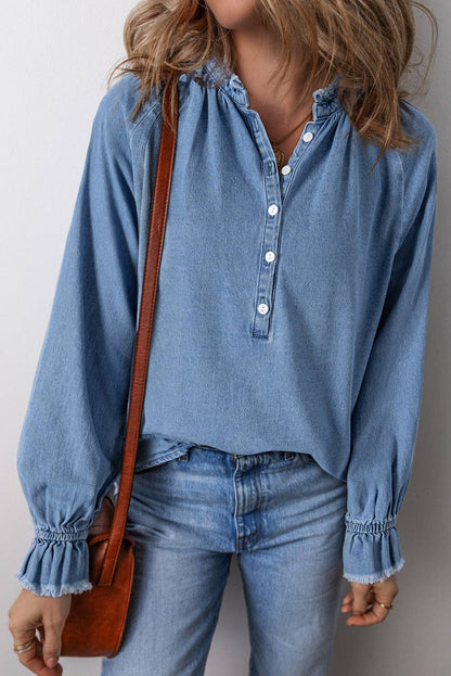 denim buttoned up blouse