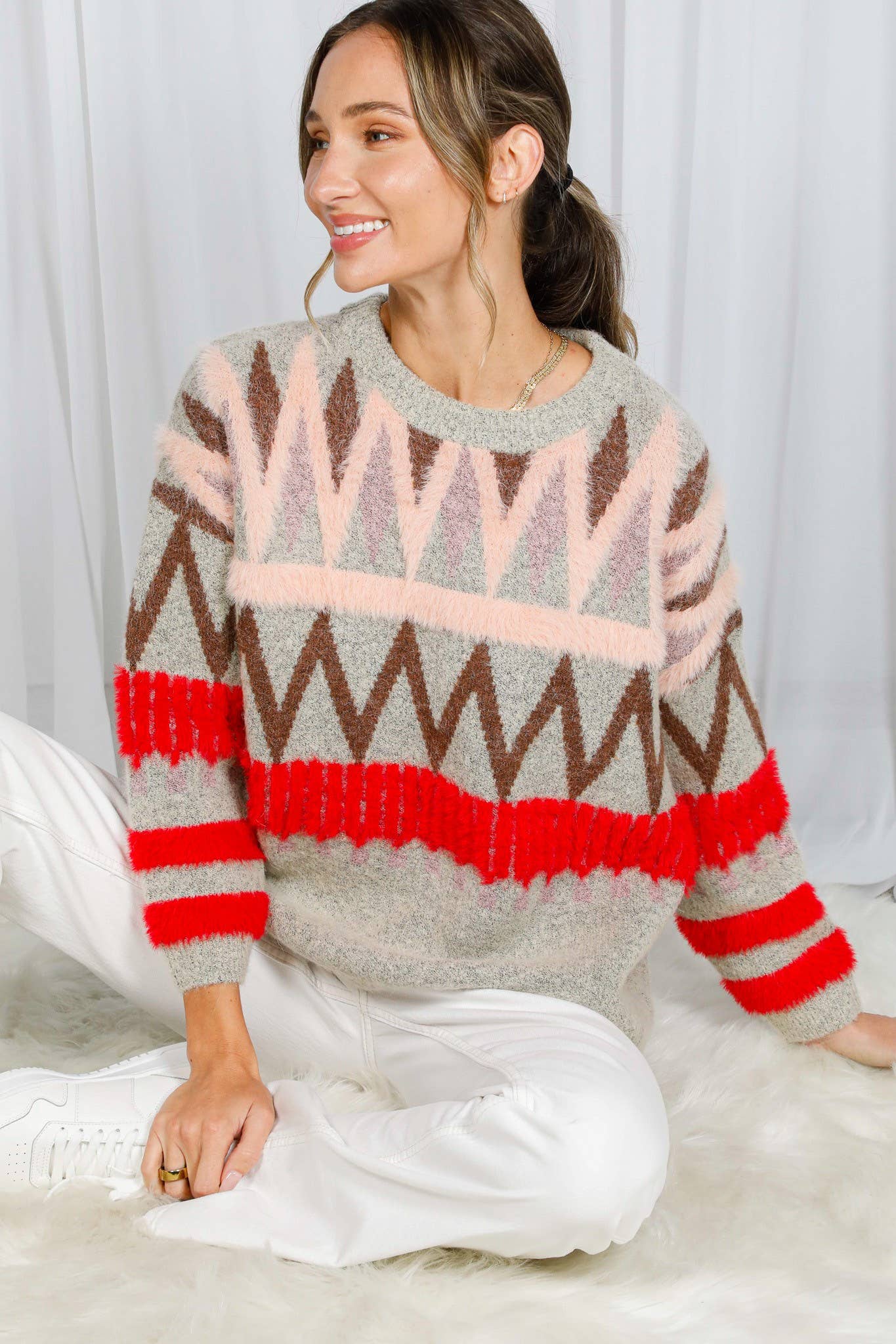 Tribal Patterned Mohair Sweater