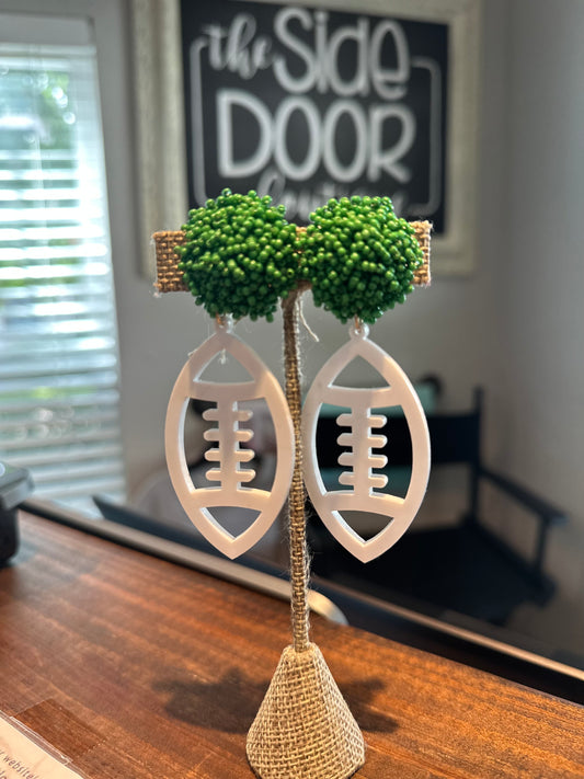 Beaded Acrylic Football Earrings