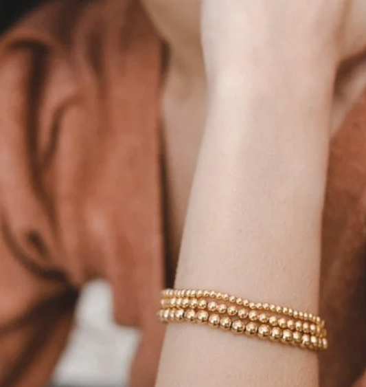 18k Gold Plate Gold/Bead Stretch Bracelet