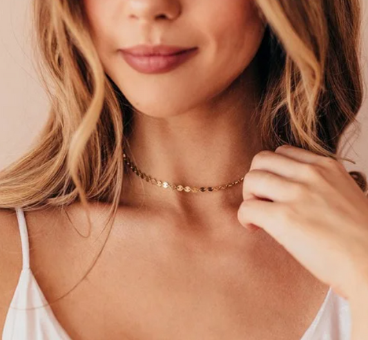 Gold Disc Choker Necklace