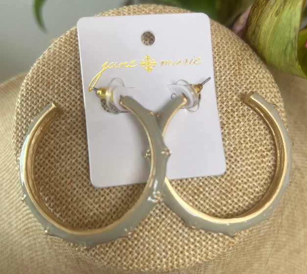 Gray/Gold Hoop Earrings