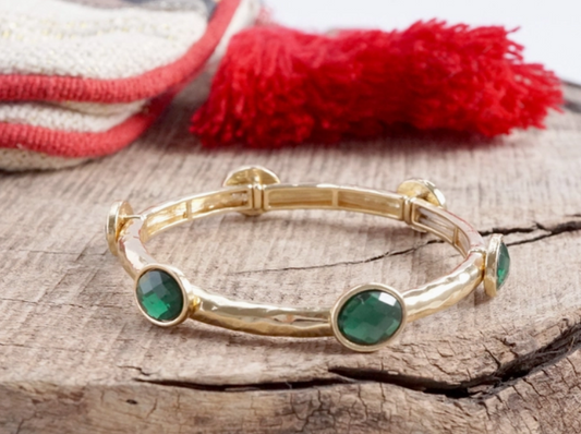 Jeweled Golden Bangle with Semi Precious Stone Dots