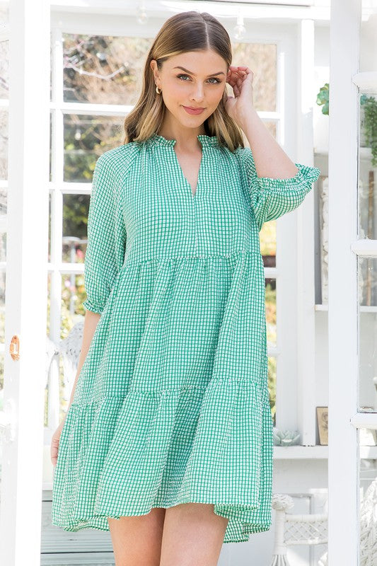 THML Green Gingham Dress