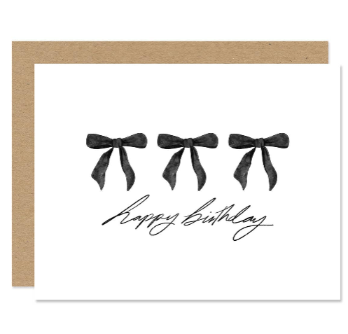 black bow birthday card