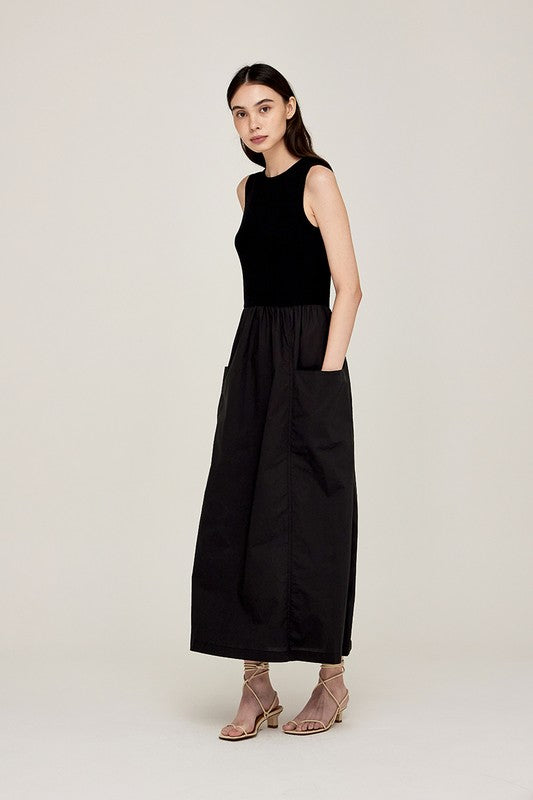 Jersey Mixed Maxi Dress