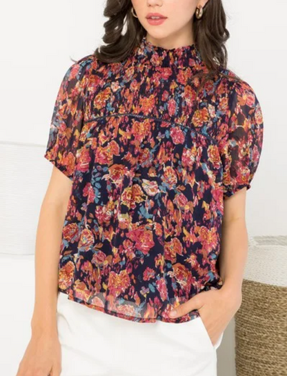 Navy Floral THML Top