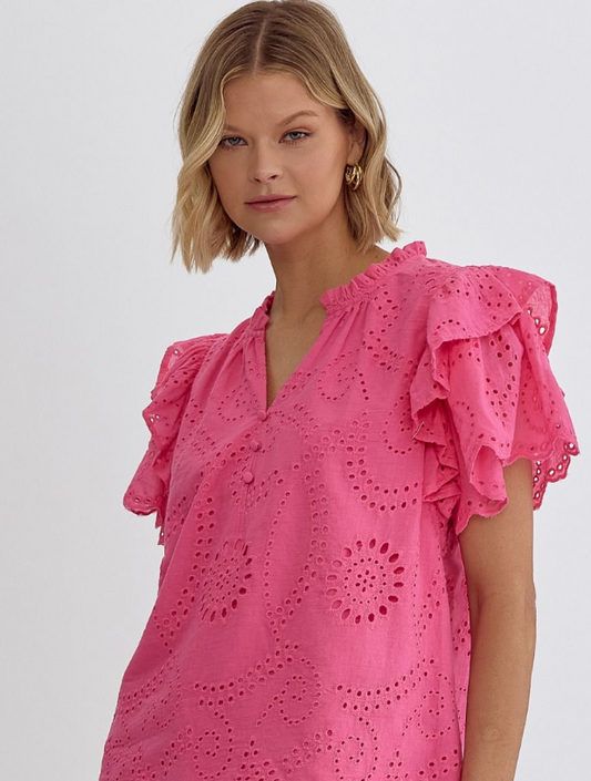 Pink Eyelet Top