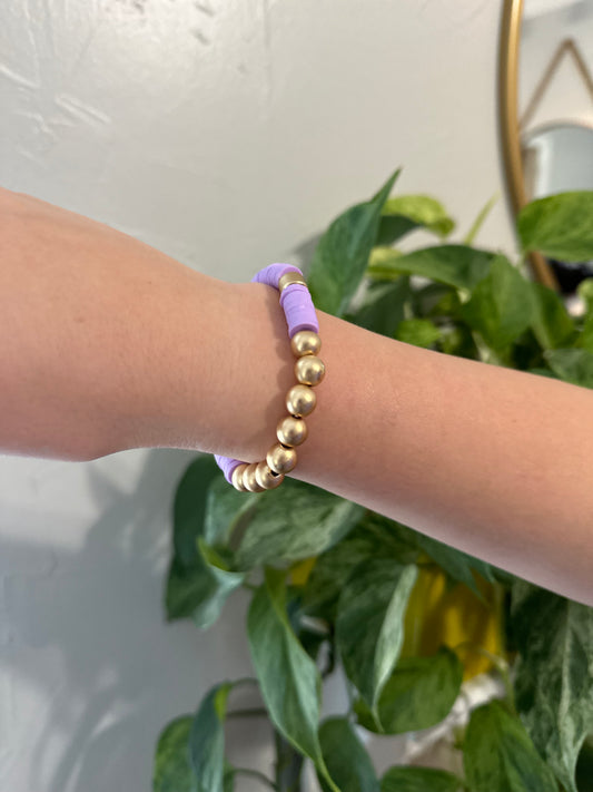 Metal Beads & Lavender Bracelet