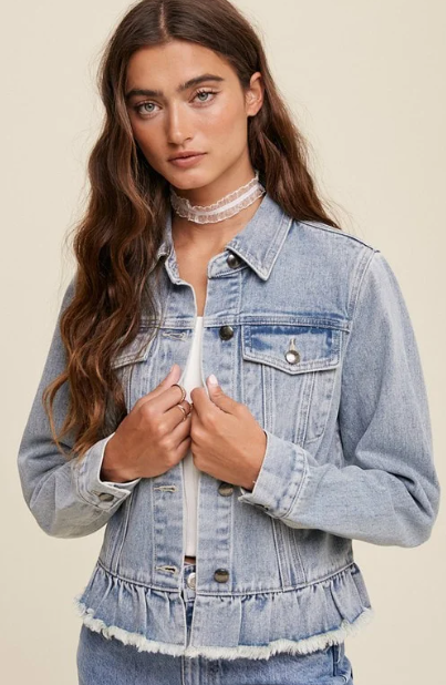 Ruffle Denim Jacket