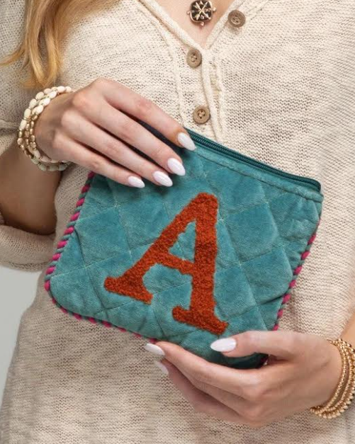 Velvet Initial Pouch