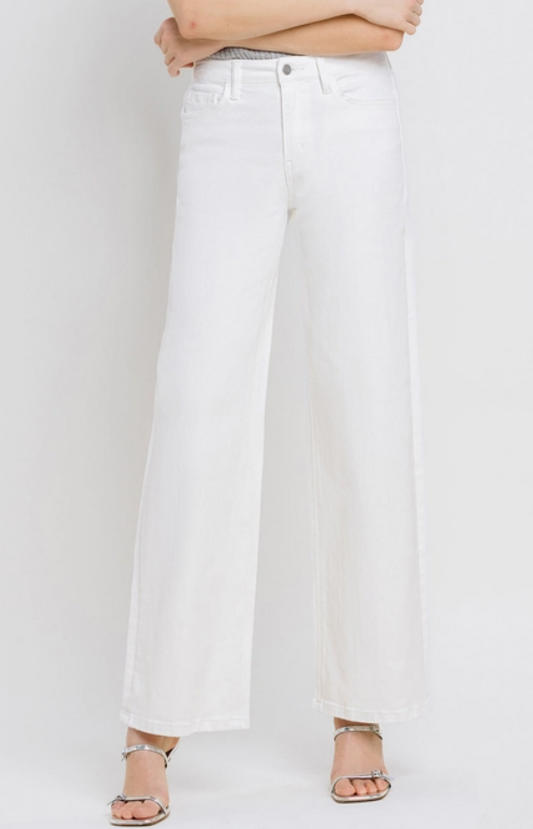 Vervet White High Rise Wide Leg Jeans